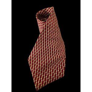 Giorgio Cellini 90s Red Gold Geometric Silk Tie 4"W Handmade Italian Design
